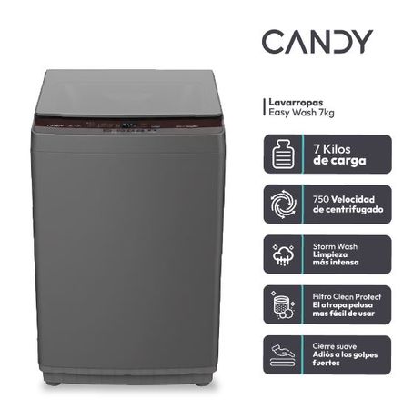 Lavarropas Candy Carga Sup 7 kgs 750 RPM Antracita 