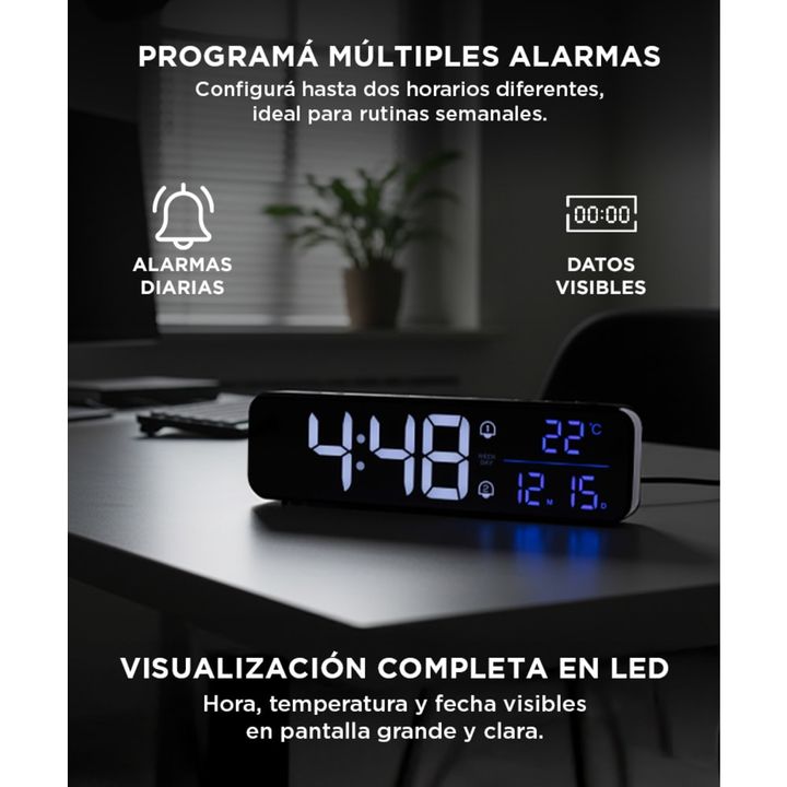 Despertador LED Inteligente Gadnic DP5PRO 40 Tonos Musicales - Vista 3