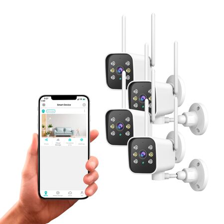 Combo de Cámaras de Seguridad Bullet IP66 WiFi Dekkin Exterior 1080p Vision Nocturna x4