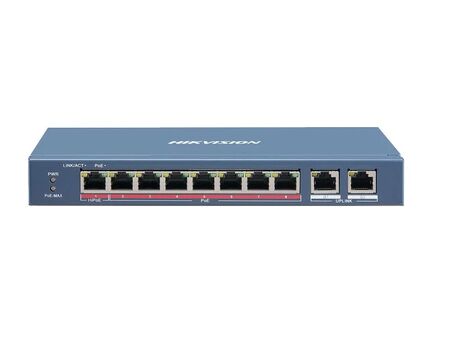Switch Hikvision 8 Puertos PoE 2 Uplink 120W DS-3E0310HP-E