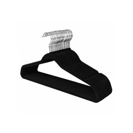 Pack De 200 Perchas Terciopelo Antideslizante Ultradelgadas Negro