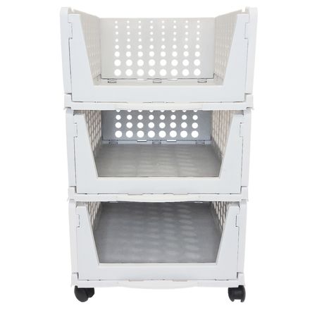 Cajonera de 3 Organizadores Apilables con Ruedas - Opening
