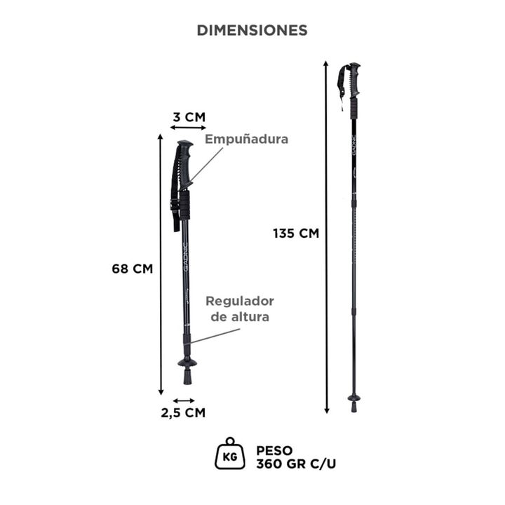 Kit de Bastones Gadnic Para Trekking Senderismo Antishock - Vista 6