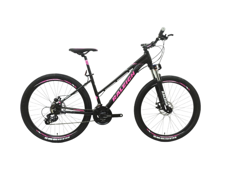 Bicicleta Raleigh Mojave 2.0 D R27,5"- Talle 18"/M - Negro/Rosa -Cuadro de aluminio- Frenos a discos mecánicos- 21 Vel. - Vista 1