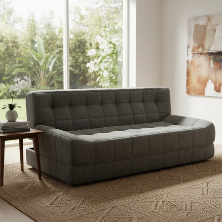 Sillón 3 Cuerpos King House Camelia Alta Densidad Premium Gris oscuro / Capitoné