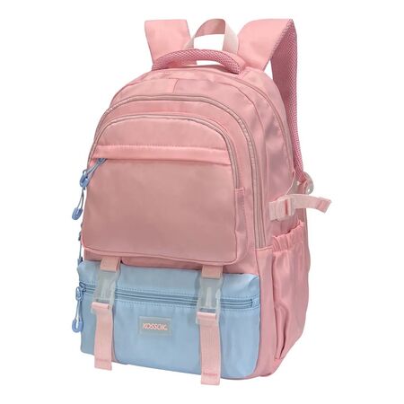 Mochila Kossok Twist Escolar Infantil Porta Laptop Reforzada Rosa/Celeste