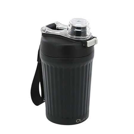 Vaso Termico Doble Capa Acero Inoxidable Sistema Antigoteo Apertura Pulsador 600 ml 18390 Negro 