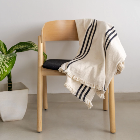 Manta Cubre Sillon Rustica 220x150 cm Raya negra triple