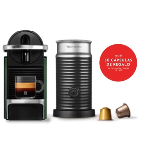 Cafetera Nespresso Pixie Verde Curva + Aeroccino A3KC62-AR-GR-NE-LOCAL