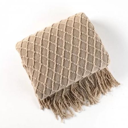 Manta 130 X 170 Cm Lisa Trama Rombo Chico Beige