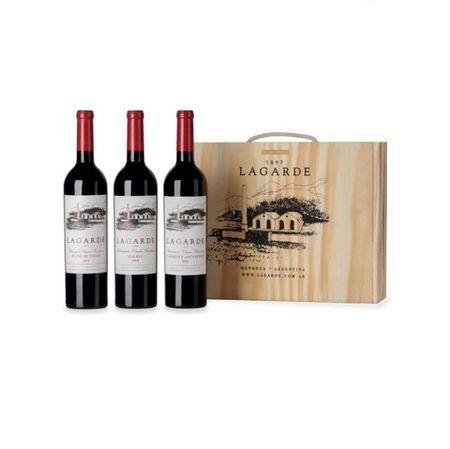 Estuche De Madera Por 3 Botellas Lagarde ( G-AC043)