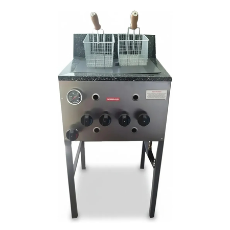 Freidora Industrial A Gas 38 Litros Pevi Valvula 2 Canastos Acero Inoxidable 50hz