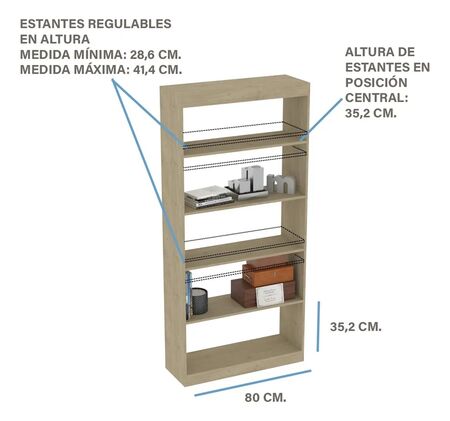 Biblioteca Alta Fiplasto Bl6004 Melamina 5 Estantes 83cm