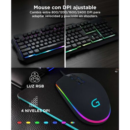 Kit de Gaming Gadnic Teclado + Mouse RGB USB  Retro Iluminado