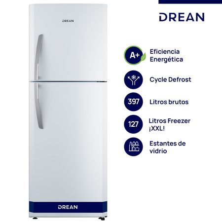 Heladera con freezer Cíclica 397 L Blanca Drean HDR400F30B 