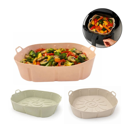 Molde Silicona Cuadrado Air Fryer Horno Rosa