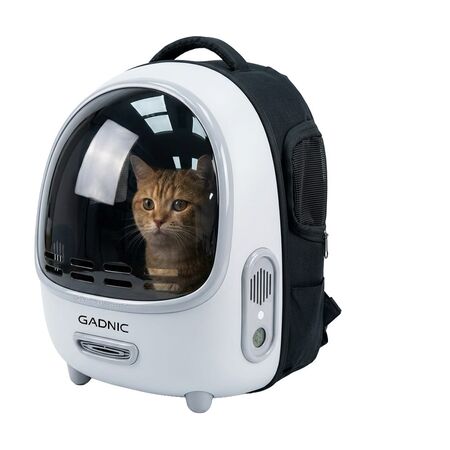 Mochila Transportadora Para Mascotas Gadnic Con Ventilador y Luz Display Temperatura USB Apta Viaje Hasta 7500g