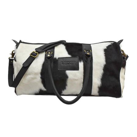 Bolso De Cuero De Vaca Con Pelo Holando Negro Y Blanco