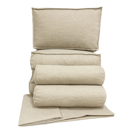 Kit Divan Completo Con Funda Y Almohadones Rustico Beige