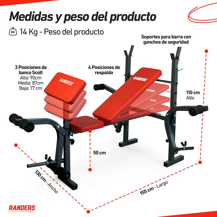 Banco Musculación Randers Arg-140-X Multigimnasio Mariposa - Vista 3