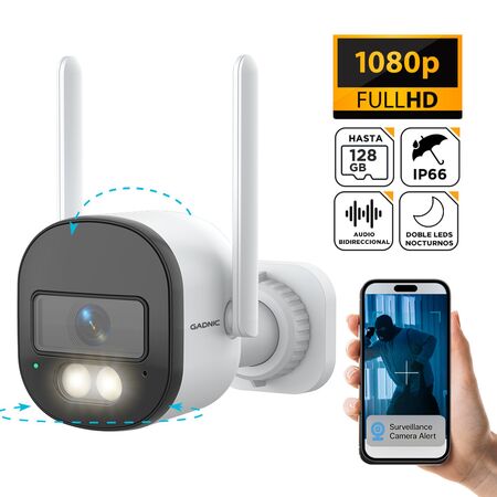 Cámara Seguridad Exterior Gadnic Wifi 2MP Doble LED Nocturno
