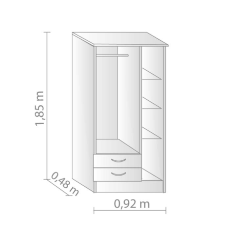 Placard Platinum 3 Puertas 2 Cajones Savanna 91307
