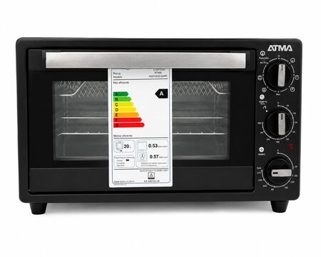 Horno Electrico Atma 20lts C/ Grill/ 7 Niv Coccion/negro