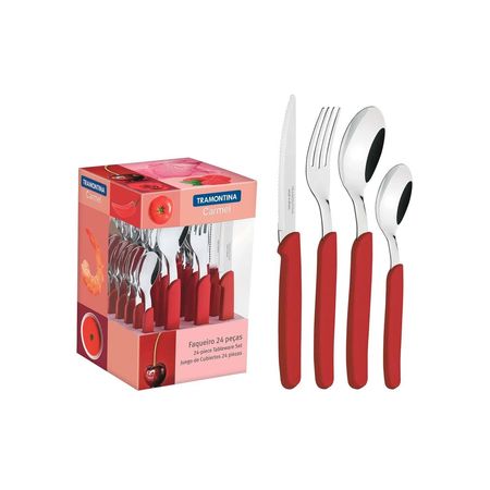Set De Cubiertos Tramontina Carmel 24 Pz Bordó 23499-027
