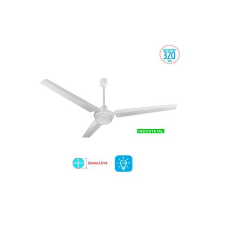 Ventilador De Techo Industrial Liliana Blanco Palas Metálicas Con Led