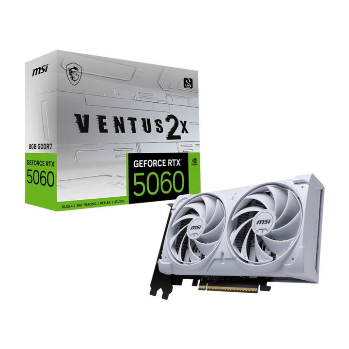 Placa de Video MSI GeForce RTX 5060 8G VENTUS 2X OC WHITE - Vista 1