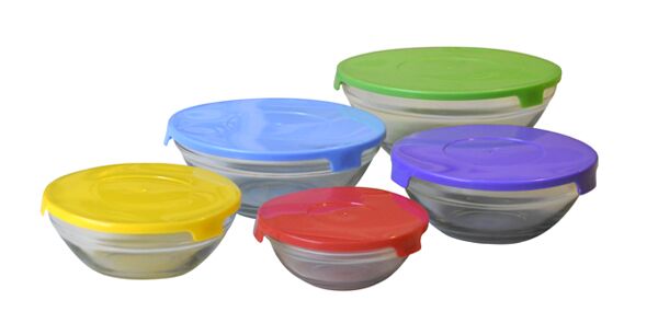 Set De 5 Bowls De Vidrio Con Tapa Multicolor - Vista 1