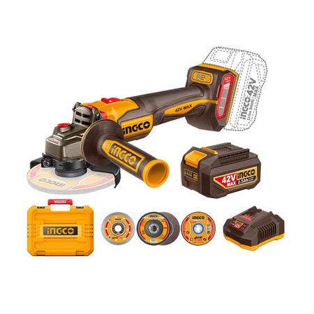 CAGLI4128112-4- AMOLADORA ANGULAR 4 1/2PLG/115MM 1280W (42VMAX) 42V BRUSHLESS + 2 BATERIAS 2,5AH + 1 CARGADOR 2AH