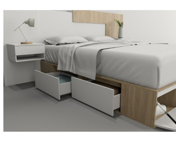 Base Cama Box Linea Minimal 1.60m 4 Cajones Con 1 Puerta 6443 Olmo/Everes Tables - Vista 5