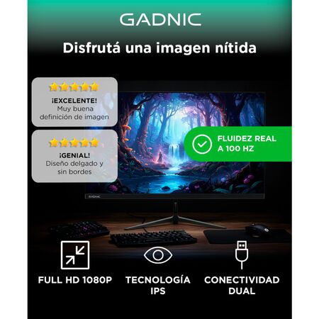 Monitor Led Gadnic 24 Alta resolución IPS Full HD 100 Hz