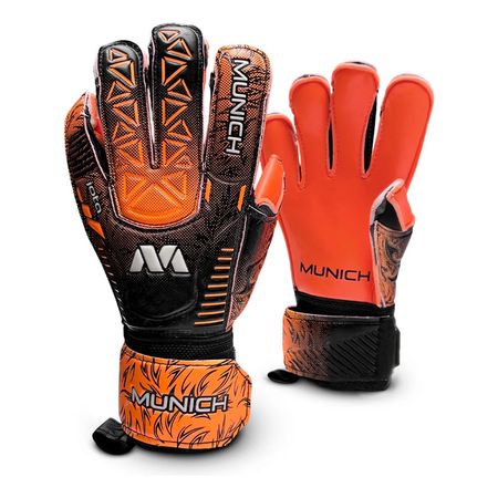 Guantes Arquero Munich Jota  Palma 4mm Junior Y Adultos Naranja/Negro 7