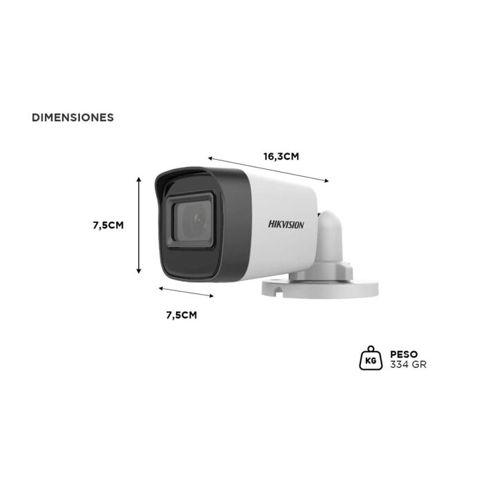 Cámara de seguridad Bullet Hikvision DS-2CE16D0T-EXIPF 2MP Interior Exterior IP67 - Vista 4