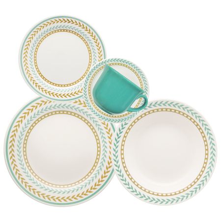 Juego Vajilla x30 playo hondo postre Louros ceramica Oxford
