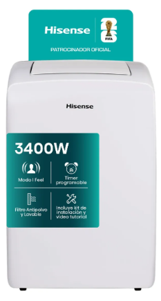 Aire Acondicionado Portatil Hisense Frio Calor 2924 Frigorias Ap12hr4 Color Blanco
