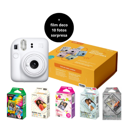 Combo Fantasia. Camara Instax Mini 12 conRollo Especial Sorpresa para regalar