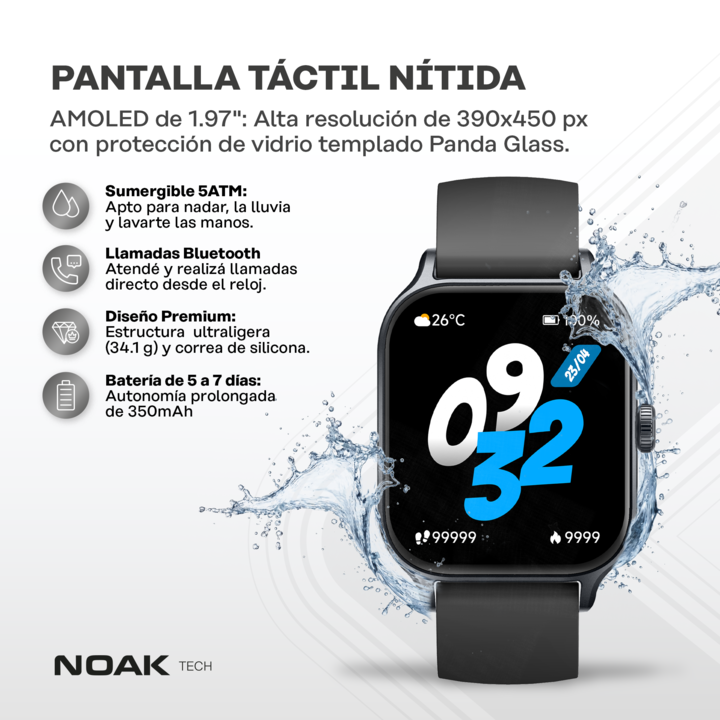 Smartwatch Noak S1 Pro 1.97" Amoled 5ATM GPS - Vista 2