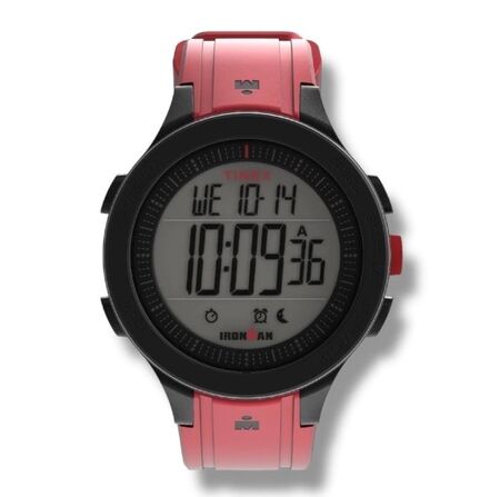 RELOJ DIGITAL TIMEX IRONMAN, 300 LAP, MALLA ROJA, CAJA NEGRA (RTX0637) (TW5M62300)