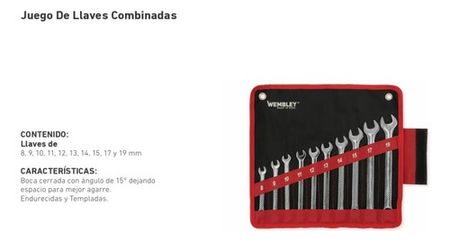 Juego de 10 Llaves Combinadas Wembley 8 a 19 Milímetros con Estuche