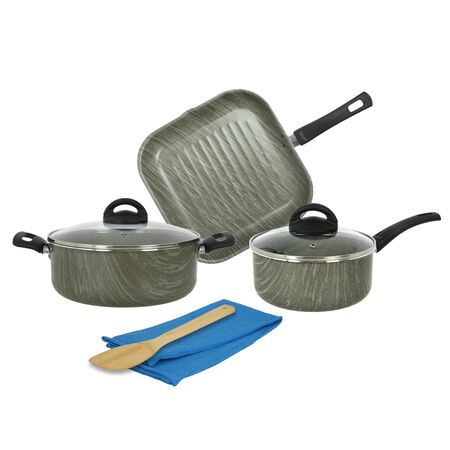 Bateria Antiadherente 7 piezas 1,8 MM Aston Terra Bifera Cacerola Olla 