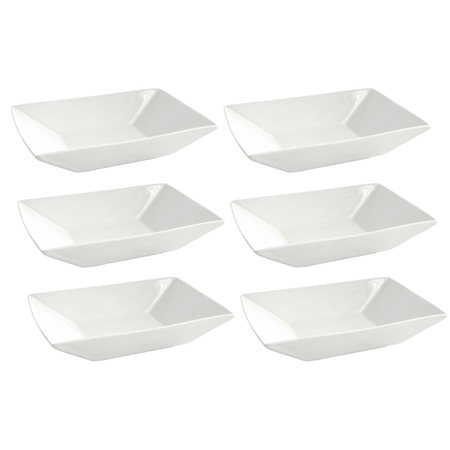 SET X6 PLATOS - HONDOS 23.5 X 16CM RECTANGULAR BLANCO