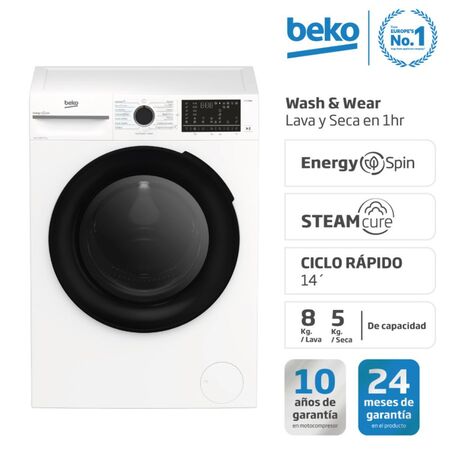 Lavasecarropas Beko Inverter 8/5 KG Carga Frontal 1400 Rpm