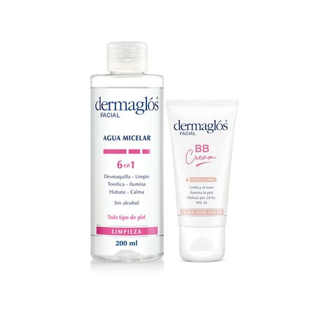 Set Dermaglos Facial Micelar 6 En 1 + Bb Claro 50gr