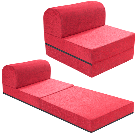 Sillon Cama Duo Apapachos 193x65 de Espuma + Chenille Rojo