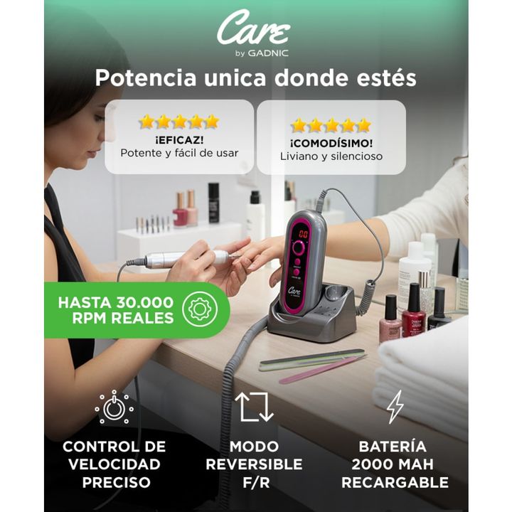 Torno de Uñas Gadnic Portátil Recargable 30000 RPM - Vista 2