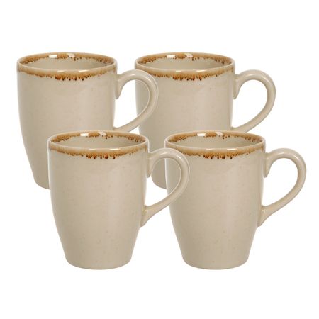 Set x 4 Jarro Taza Mug 350 Ml Porcelana Envejecido Ivory