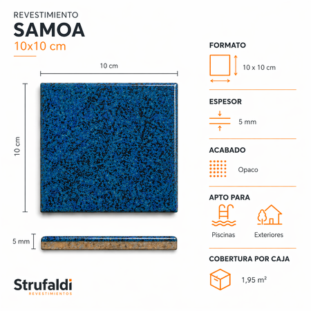 Azulejos Cerámicos 10x10 Strufaldi Samoa Revestimiento Para Piscina Baño Exterior Alta Resistencia 1.95m2